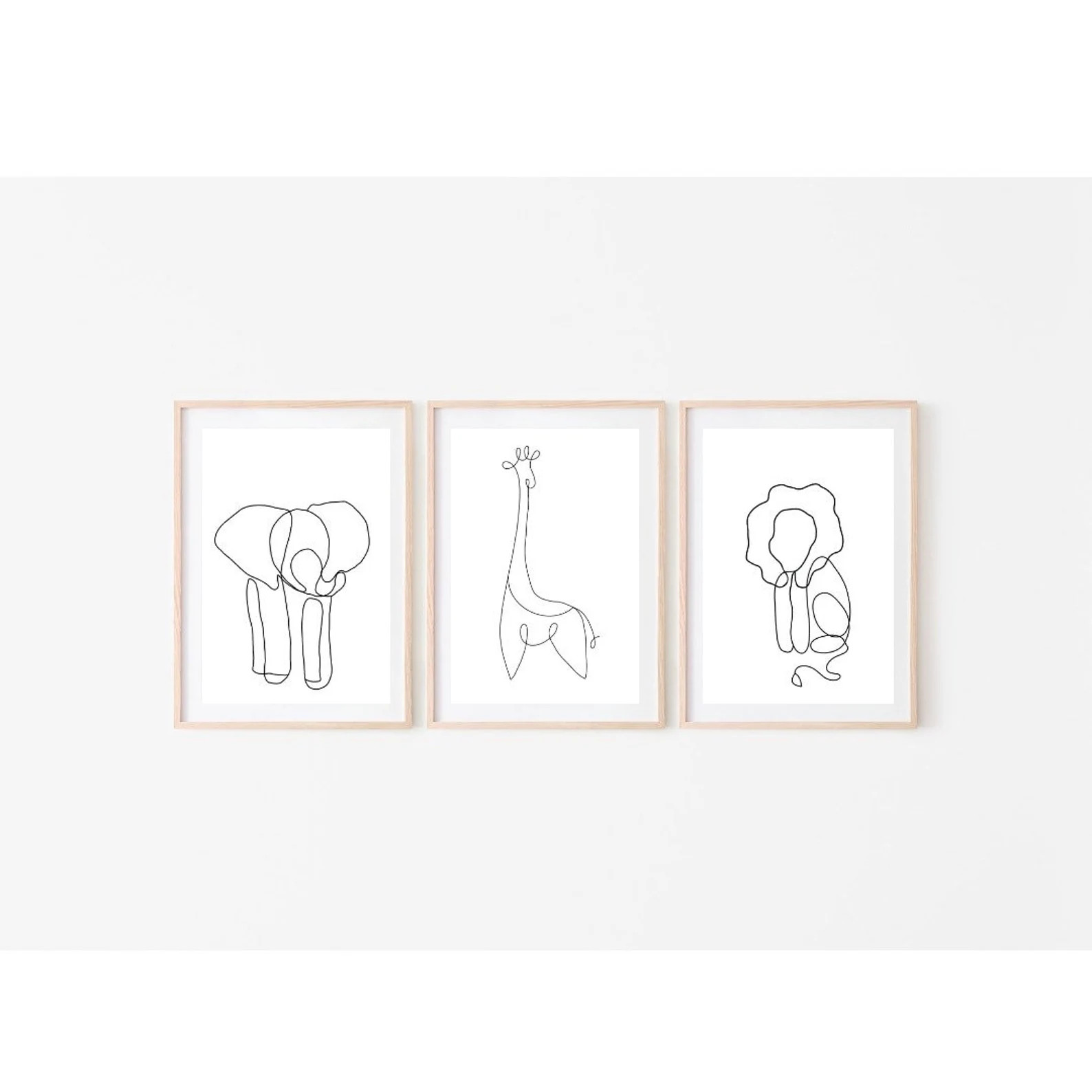 Safari Animals Nursery Prints Set of 3 Black and White - Etsy | Etsy (US)
