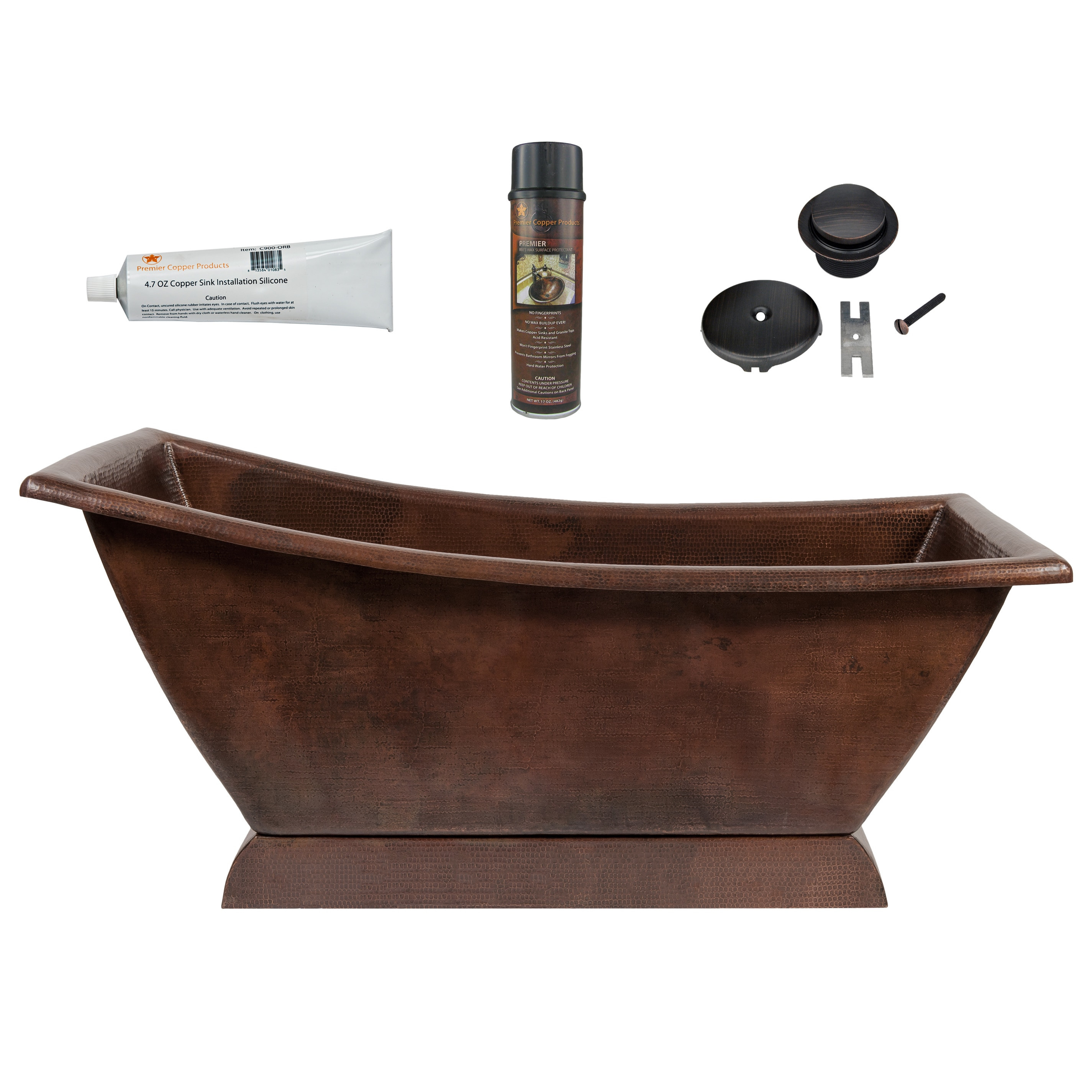 PREMIER COPPER PRODUCTS 30-in x 67-in Oil Rubbed Bronze Copper Rectangle Freestanding Soaking Bathtub with Drain ( Reversible Drain ) | BSP5-BTSC67DB | Lowe's