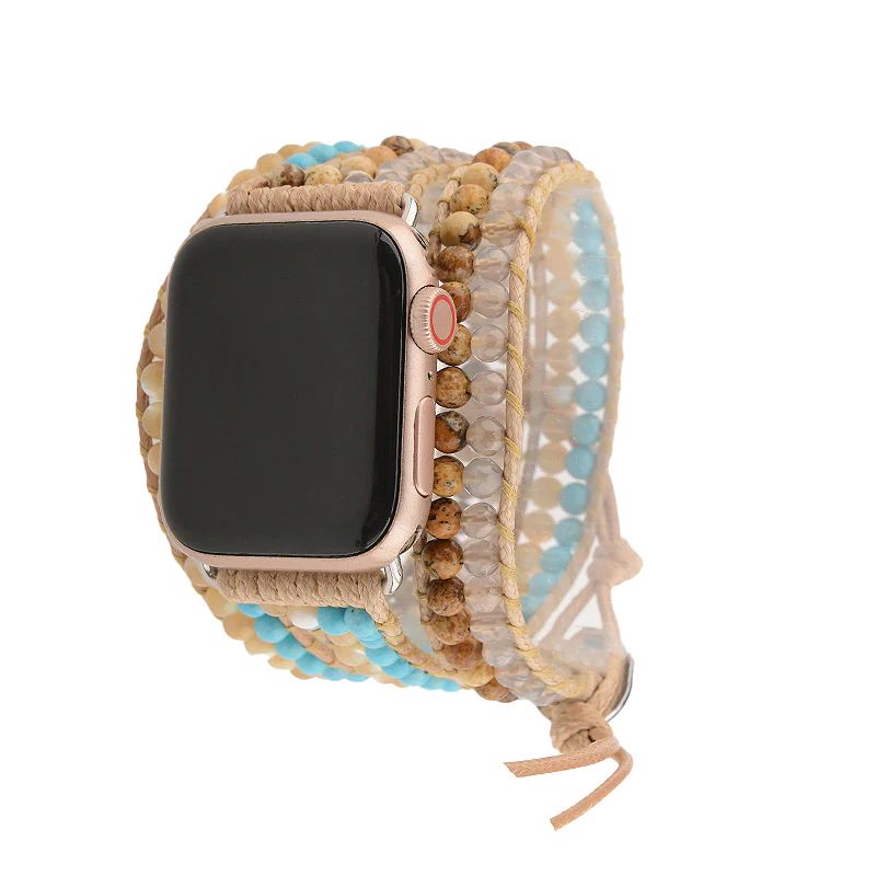 Turquoise & Shell on Natural Apple Watch Strap | Victoria Emerson