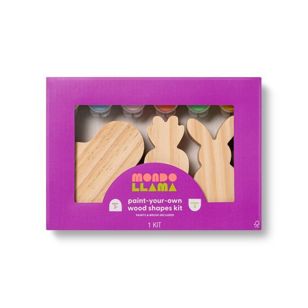 3pk Wood Easter Shapes with Paints - Mondo Llama™ | Target