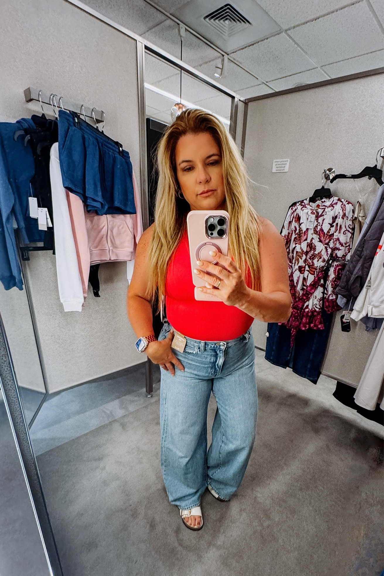 This bodysuit is so soft and great hold. Wearing a Small.
This wide leg jeans cut and fit is 👌🏻
If you have hips, size up 2 sizes. Wearing a 29! 

#LTKFindsUnder100 #LTKOver40 #LTKxNSale