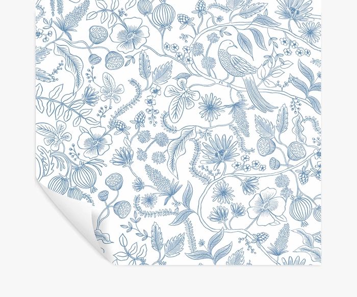 Blue & Cream Aviary Peel & Stick Wallpaper | Rifle Paper Co. | Rifle Paper Co.