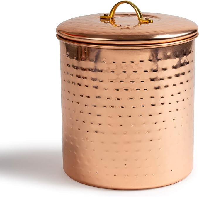 nu steel 1.5 Quart Air Tight Copper Plated Antique Food Canister & Caddy - Stainless Steel & Copp... | Amazon (US)