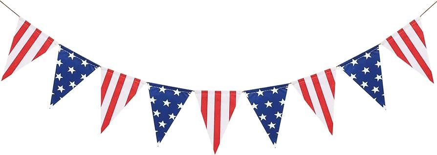 FAKTEEN American Stars and Stripes Flag Bunting Garland USA Triangle Banner Patriotic Party Decor... | Amazon (US)