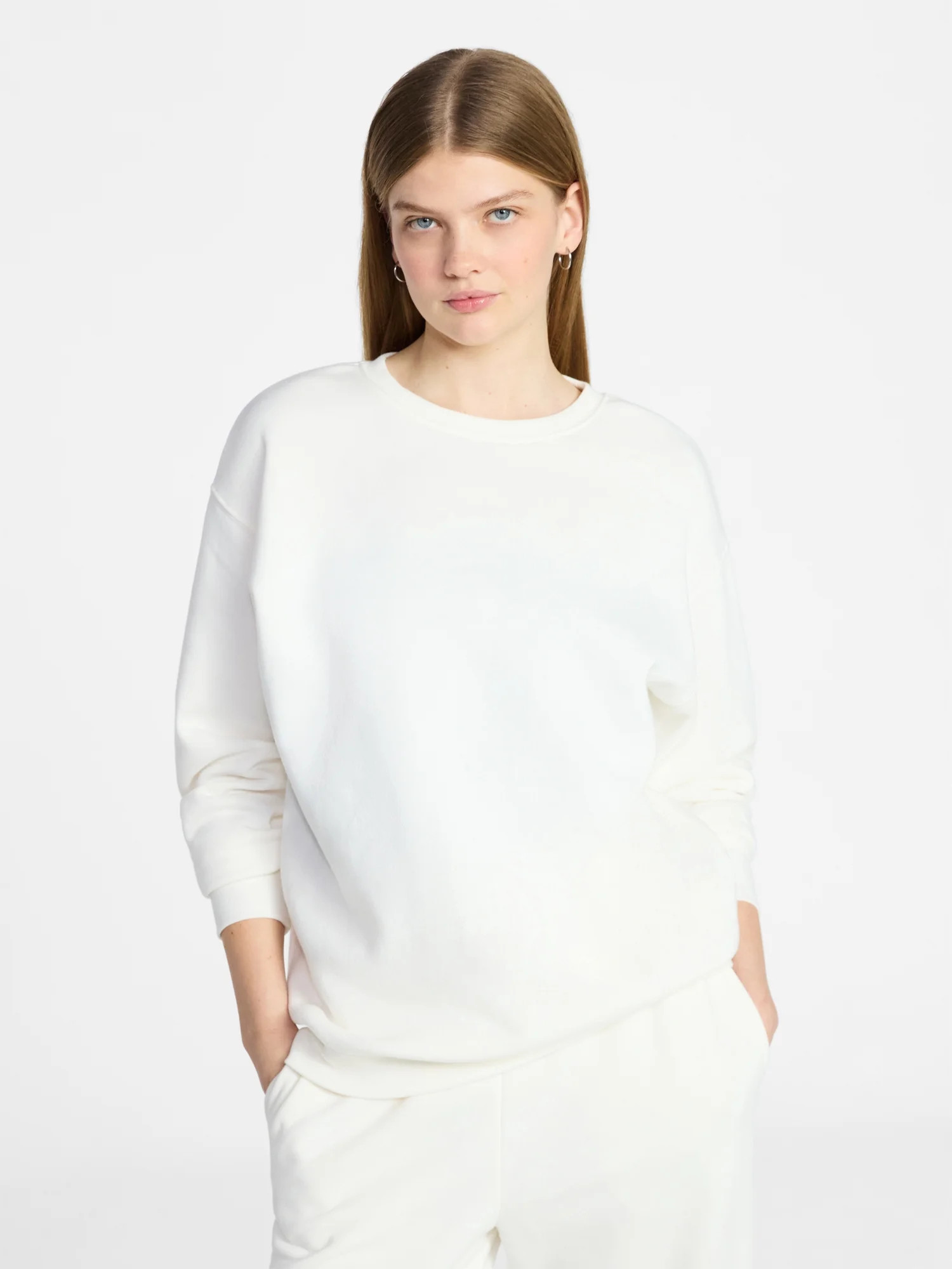 No Boundaries Oversized Fleece Sweatshirt with Long Sleeves, Women's XXS-4X | Walmart (US)