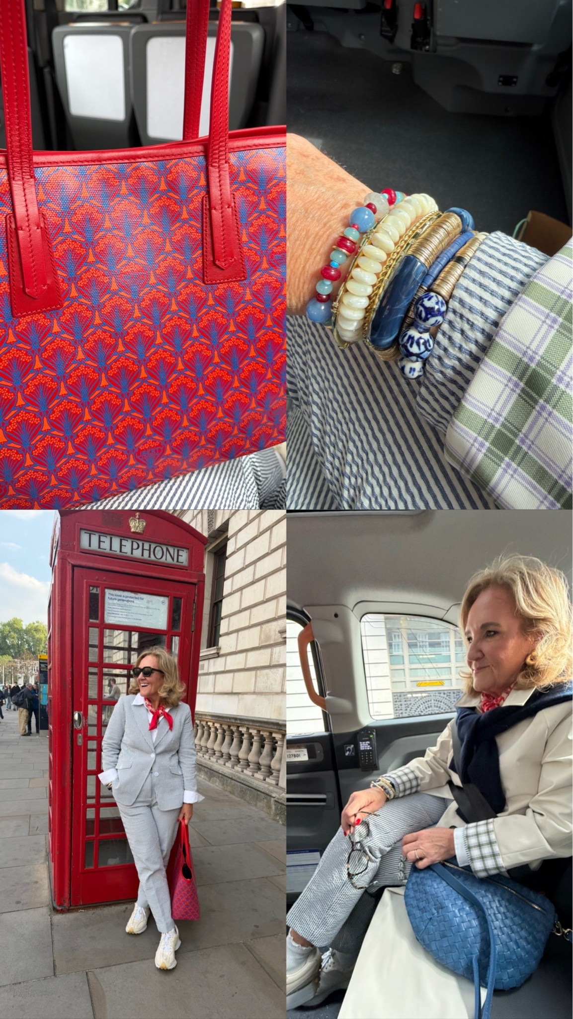 London style! Sun came out and warmed up so I was able to take off my trench coat! 

Seersucker suit was just as comfy as sweets or jeans. Nice stretch. 10 petite in blazer 6 reg in pants. 
New bag. I know it’s a splurge. It’s gorgeous. 
Bracelet Stack by me! Allie & Bess put a similar stack together. There’s only 2!!! Use code NANETTE20 20% off

#LTKOver40 #LTKTravel #LTKootd