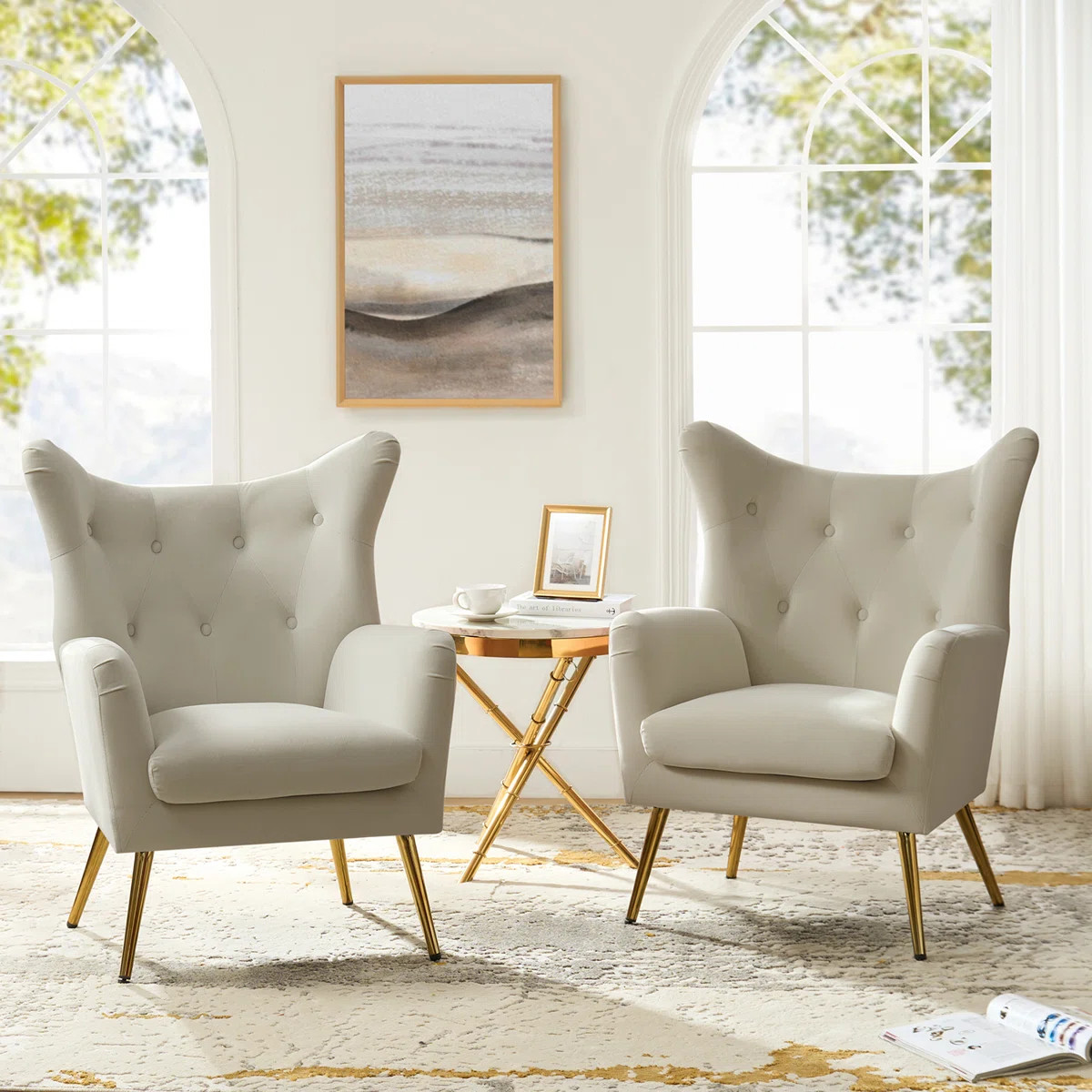 Avianna 29.25'' Wide Tufted Velvet Wingback Chair (Set of 2) | Wayfair North America