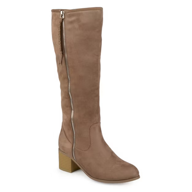 Journee Collection Womens Sanora Wide Calf Stacked Heel Riding Boots | Target