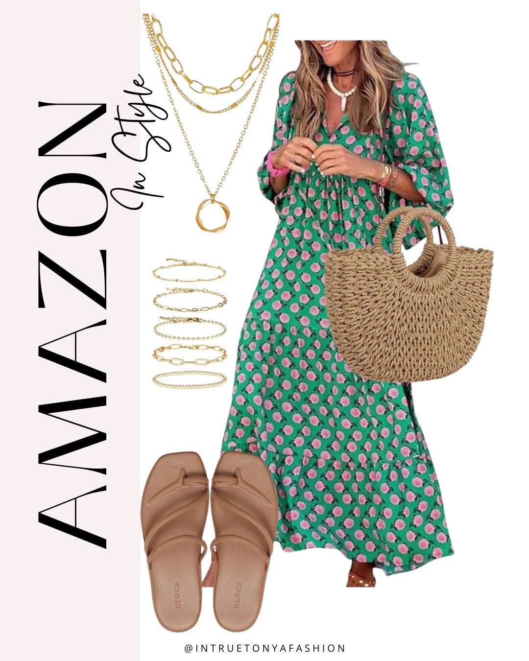 Amazon outfit idea — maxi dress, straw handbag, brown sandals and gold jewelry







Spring break vacation, spring break clothes, vacation outfits, tropical outfits, beach outfits, beach clothes, resort wear, spring dress, maxi dresses, summer dress, beach dress, flowy dress, 

#LTKootd #LTKSaleAlert #LTKPetite