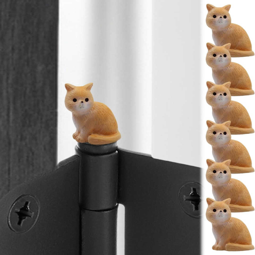 Cat Decorative Topper Set of 6 - Magnetic Hinge Head Toppers - Whimsical Door Hinge Head Home Dec... | Amazon (US)