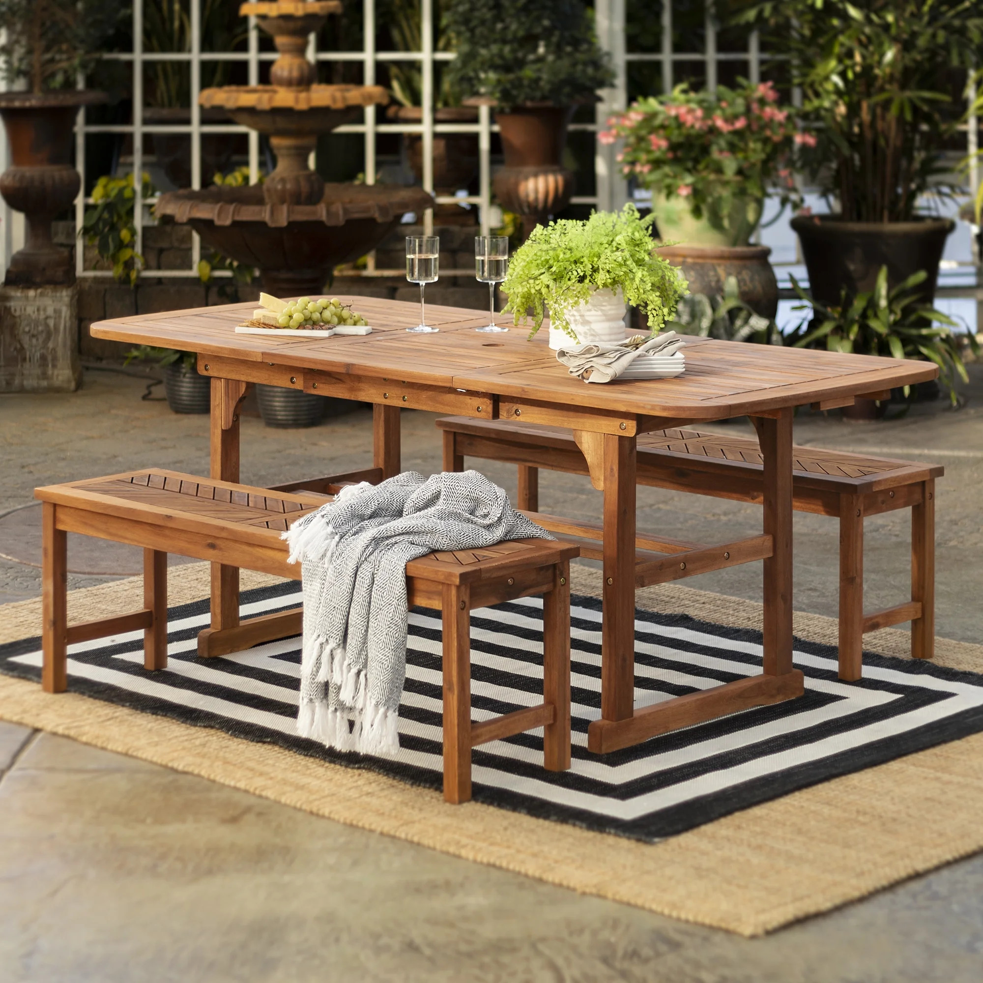 Manor Park Wooden Picnic Table with Umbrella Hole, Multiple Colors and Styles | Walmart (US)