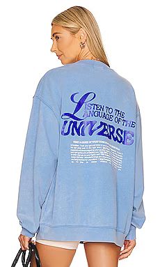 The Mayfair Group Language of the Universe Crewneck in Blue from Revolve.com | Revolve Clothing (Global)