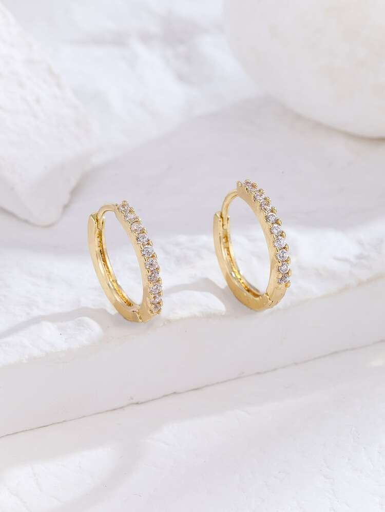Cubic Zirconia Decor Hoop Earrings | SHEIN
