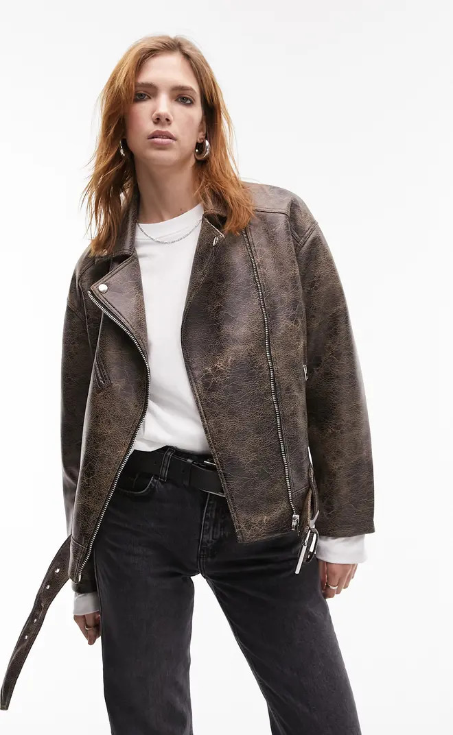 Oversize Faux Leather Biker Jacket | Nordstrom
