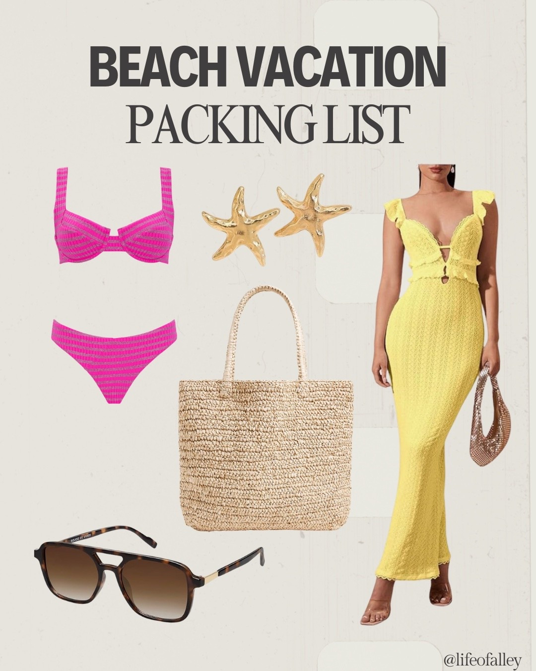 Beach vacation packing list. 

#LTKTravel #LTKOver40 #LTKSeasonal
