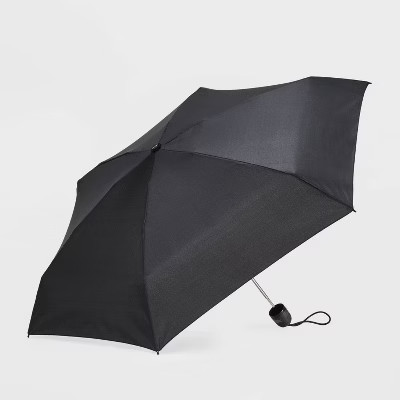 ShedRain Mini Manual Compact Umbrella - Black: Telescoping Shaft, Solid Polyester Shell, 38" Span... | Target
