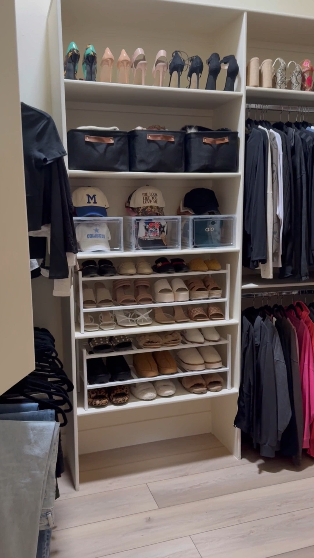 My closet needed a little pre-holiday refresh ✨ I added these wood + white shoe racks (they come in a few sizes!) and some extra-large acrylic boxes that are perfect for shoes, hats, or even purses. Swapped out the wire racks and plastic bins for something that actually looks aesthetic 😍 Also grabbed these sleek black bins from Walmart to hide the random stuff — it all finally feels organized and intentional. Linking everything in my LTK 💫

#AmazonFinds #ClosetRefresh #OrganizationGoals #LTKHome #LTKFinds

#LTKHome #LTKSaleAlert