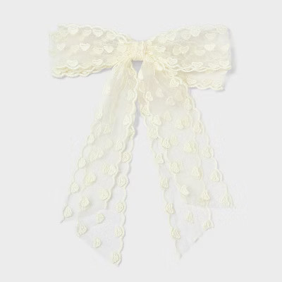 Girls' Heart Lace Bow Barrette - Cat & Jack™ Cream | Target