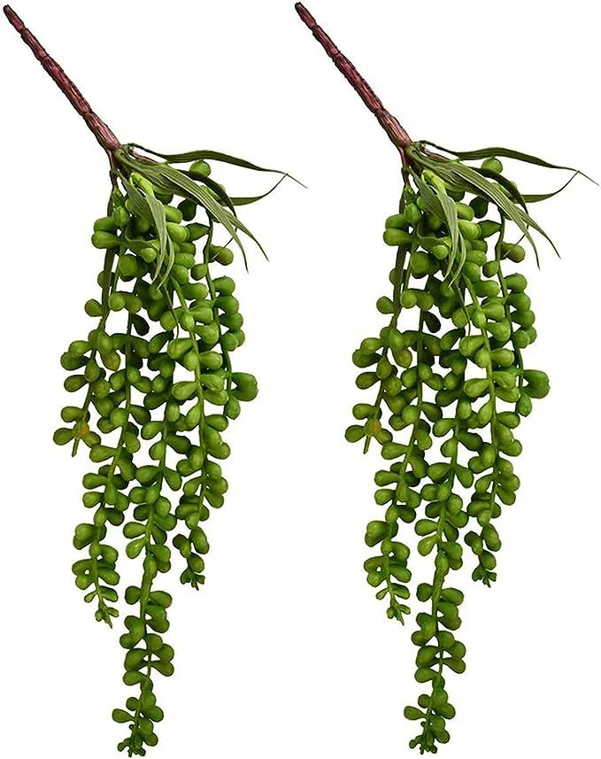 HUIANER Artificial Succulent Plants, 13.4" Fake Hanging String of Pearls Simulation Greenery Plan... | Amazon (US)