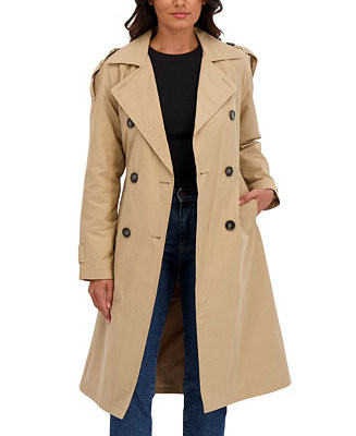 Sebby Collection Women's Belted Double Breasted Long Trench Coat - Macy's | Macy's