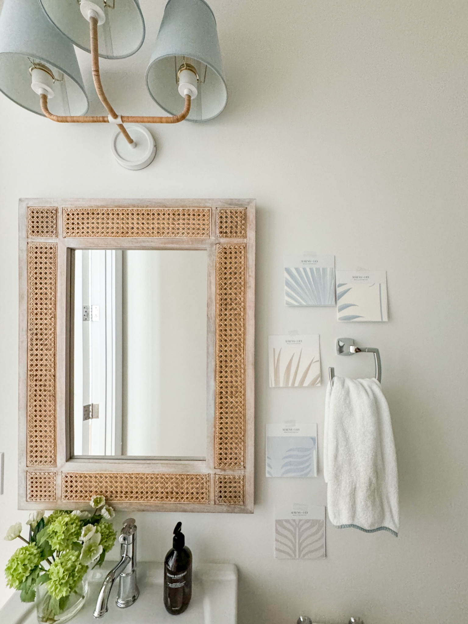 Testing wallpaper samples in our coastal powder bathroom! Linking all existing sources and the wallpapers I’m considering.
.
#ltkhome #ltksalealert #ltkstyletip #ltksessonal #ltkfindsunder50 #ltkfindsunder100 coastal bathroom

#LTKSeasonal #LTKHome #LTKFindsUnder50