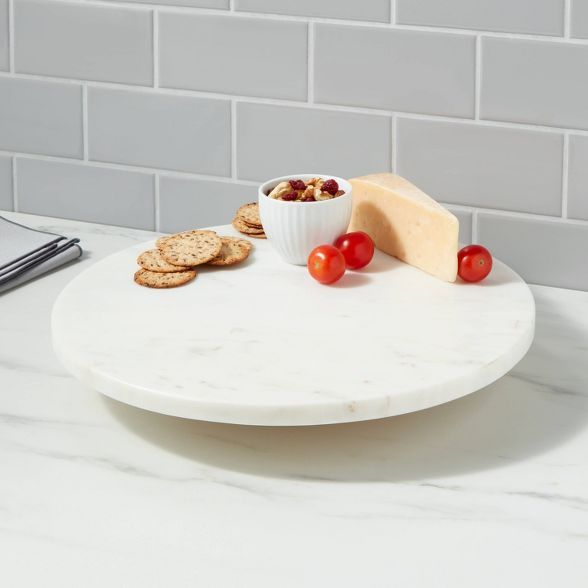 14" Marble and Wood Lazy Susan White - Threshold™ | Target