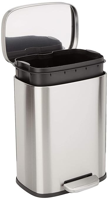 Amazon Basics SMALL Trash Can, 3.1 Gallon (12L), Smudge Resistant Rectangular Bin with Soft-Close... | Amazon (US)