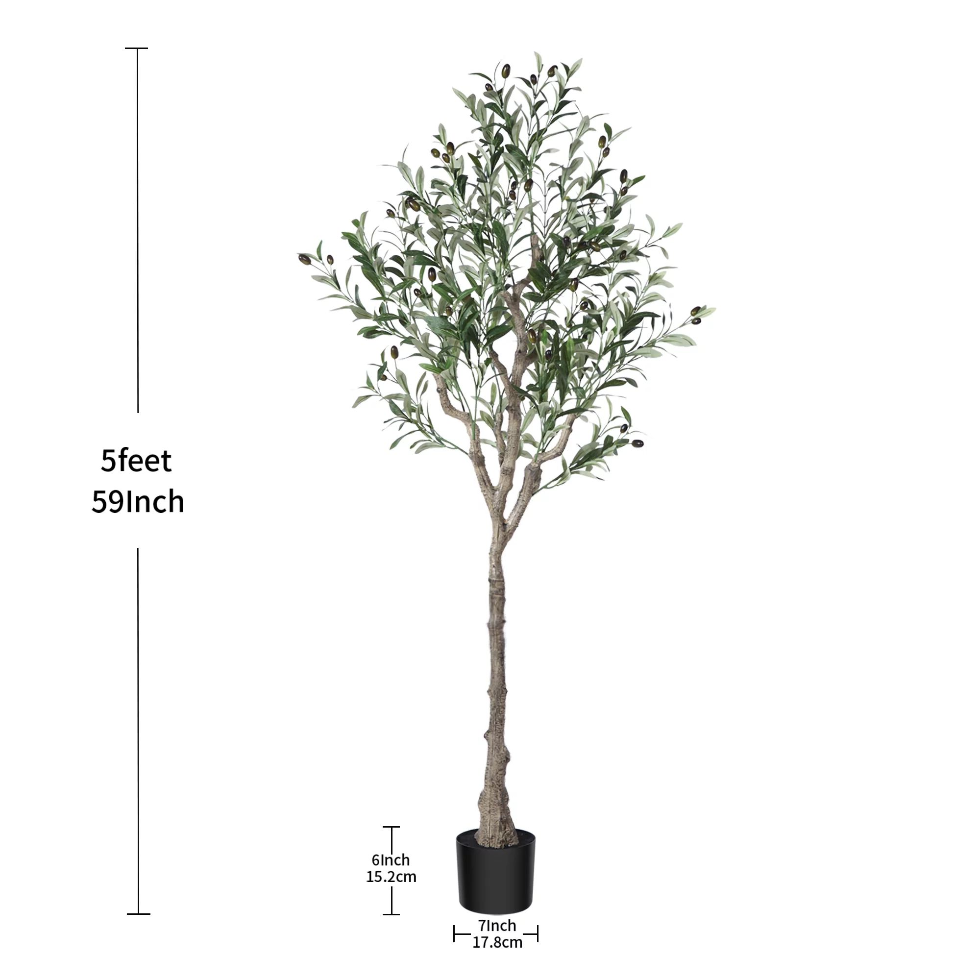 Artificial Olive Plants, 5ft Fake Plastic Olive Tree, Pre Potted Faux Greenry Plant for Home Deco... | Walmart (US)