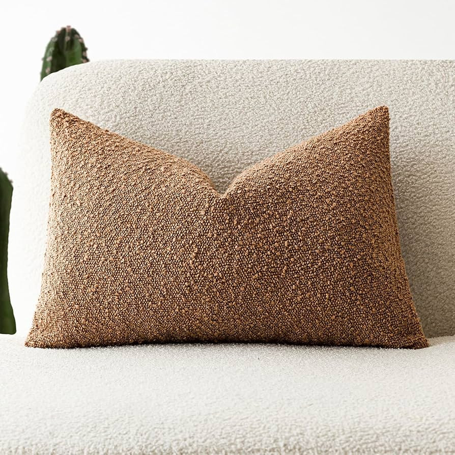 Foindtower Textured Boucle Throw Pillow Covers Accent Solid Lumbar Pillow Cases Cozy Soft Decorat... | Amazon (US)