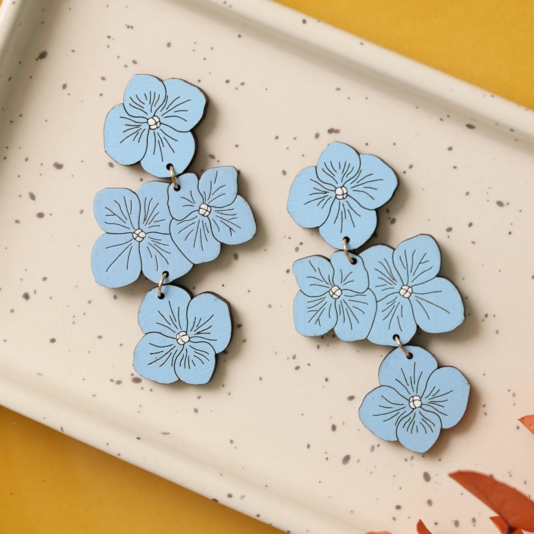 Powder Blue Hydrangea Statement Earrings | Le Chic Miami