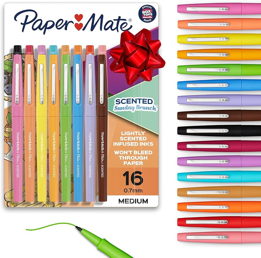 Paper Mate Flair Sunday Brunch Scented Felt Tip Pens, Assorted Colors, Medium Point (0.7mm), 16 C... | Amazon (US)
