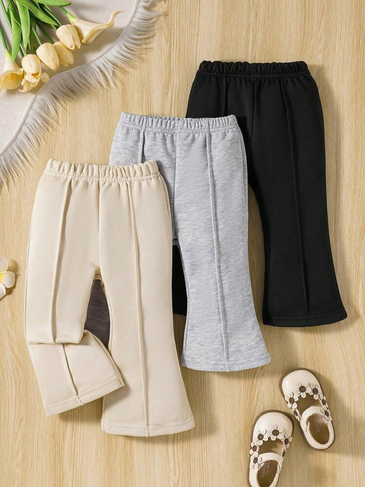 SHEIN Vintaside Kids Baby Girl Spring Summer Daily Casual Sport Comfortable Flared Pants 3pcs Outfit | SHEIN