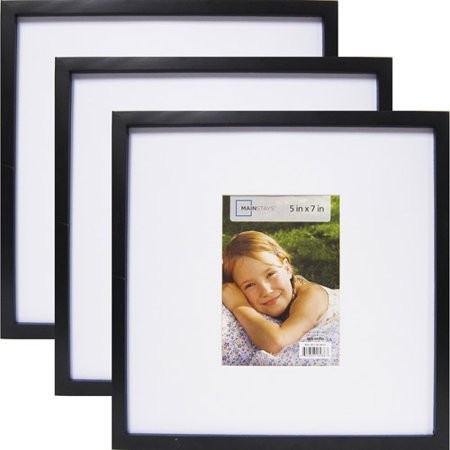Mainstays 13" x 13" Matted to 7" x 5" Linear Frame, Black, 3-Pack | Walmart (US)