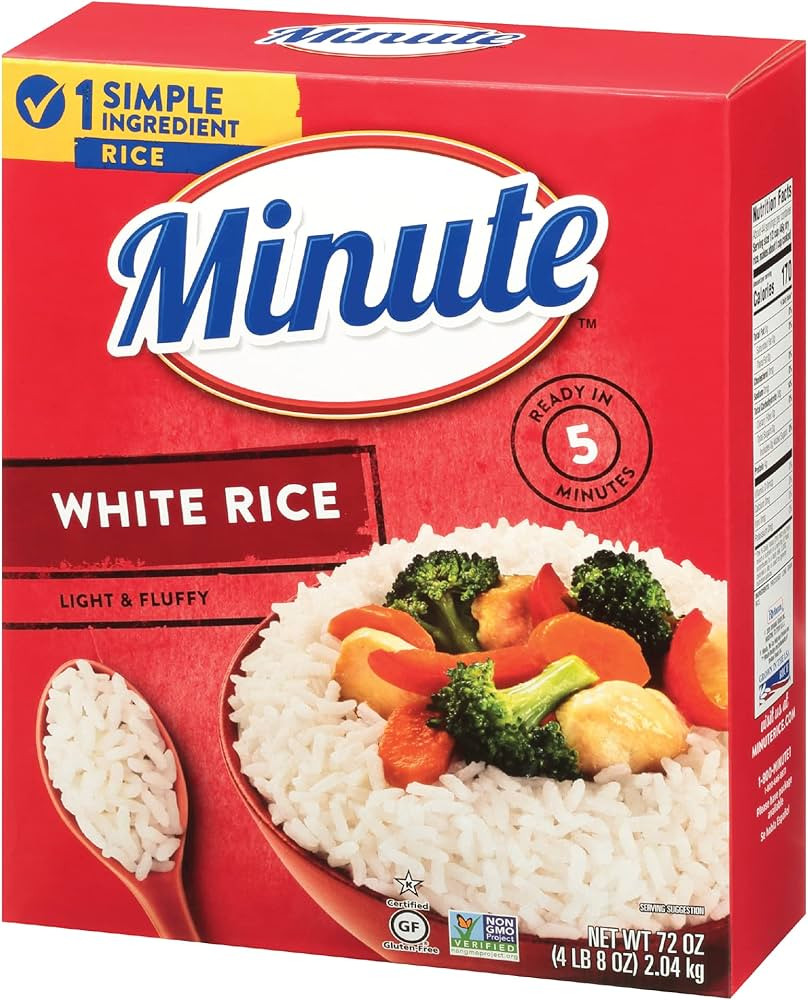Minute White Rice, Instant White Rice for Quick Dinner Meals, 72-Ounce Box | Amazon (US)