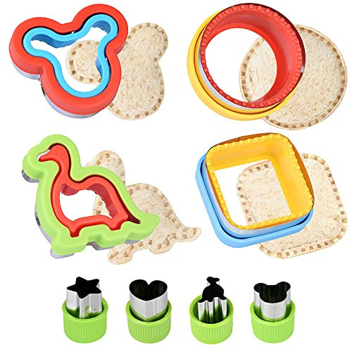 Hhyn Sandwich Cutter and Sealer - Uncrustables Maker Dinosaur Mickey Circle Square Shape Cookie Cutters Bread Decruster Pancake Maker DIY Sandwich Cutter for Kids - Vegetable Fruit Cutter Set | Amazon (US)