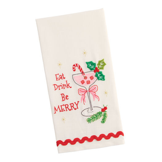 Eat Drink Be Merry Embroidered Kitchen Towel by World Market | World Market