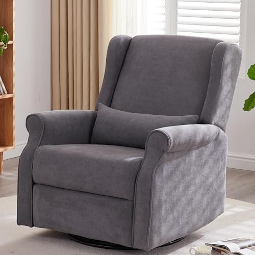 Eiayeebil Nursery Glider Chairs, 360° Swivel Rocking Recliner Chairs, Nursery Rocking Chairs with Foot Rest, Manual Nursing Reclining for Living Room, Grey | Amazon (US)
