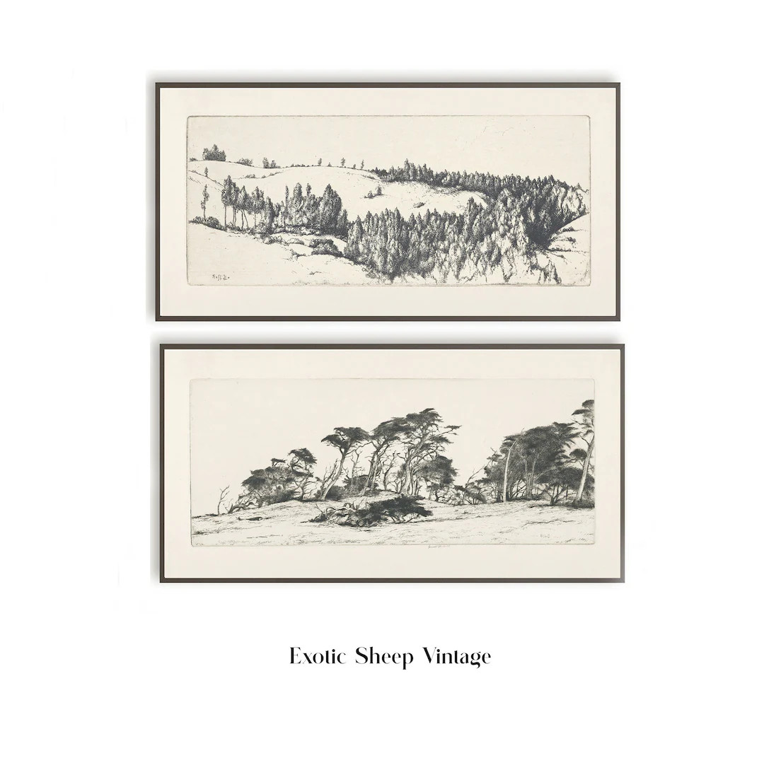 Vintage Landscape Sketch Set Sketch Art Landscape Art Etching Art Antique Sketch Tree Sketch Prin... | Etsy (US)