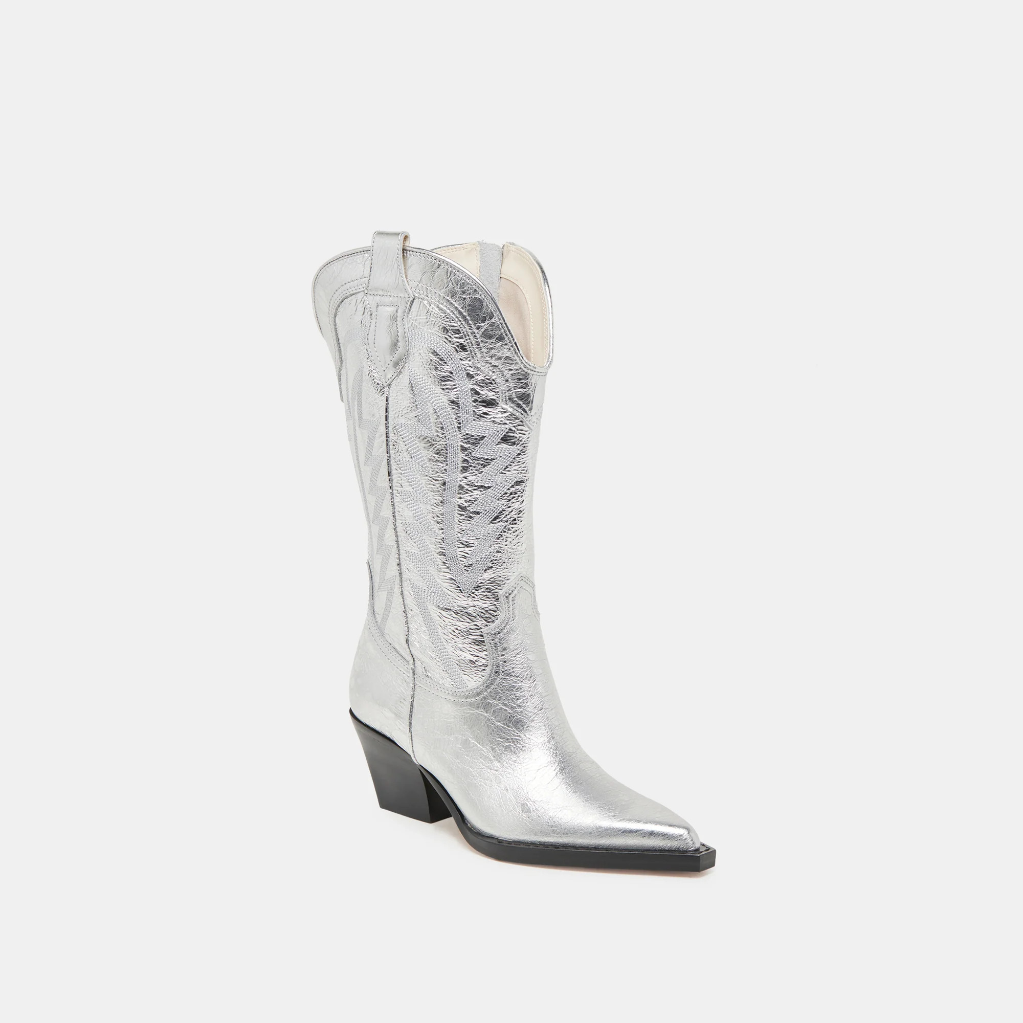 Ryland Extra Wide Calf Boots Silver Distressed Leather | DolceVita.com