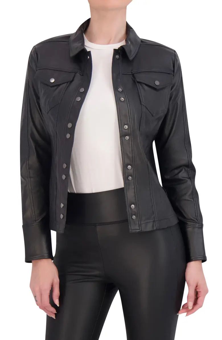 Ookie & Lala Crop Faux Leather Shirt Jacket | Nordstromrack | Nordstrom Rack