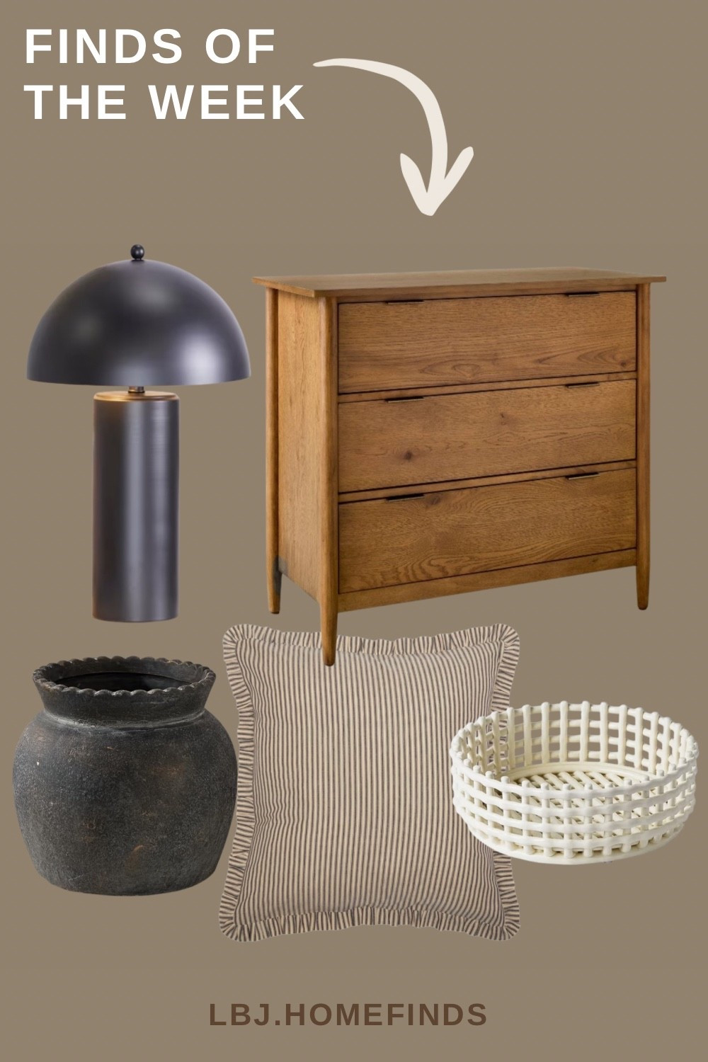 Neutral home finds of the week 🤎 basically these are my favorites! Loving this warm wood dresser paired with a modern black dome lamp — the perfect mix of cozy + elevated. These pieces work beautifully for neutral bedrooms, organic modern homes, and warm minimalist spaces. Tap to shop my favorite affordable luxury home decor picks.

#LTKHome #LTKstorytime #LTKSaleAlert