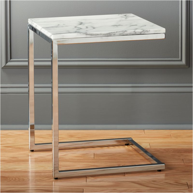 Smart Chrome C Table with White Marble Top + Reviews | CB2 | CB2