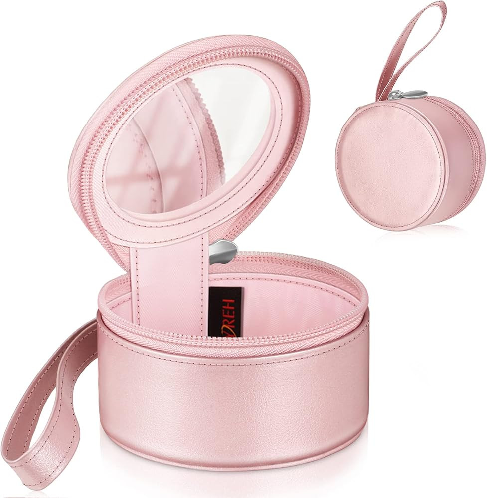SKYREH Small Makeup Bag for Purse, Travel Lipstick Cosmetic Pouch with Mirror Leather Waterproof ... | Amazon (US)