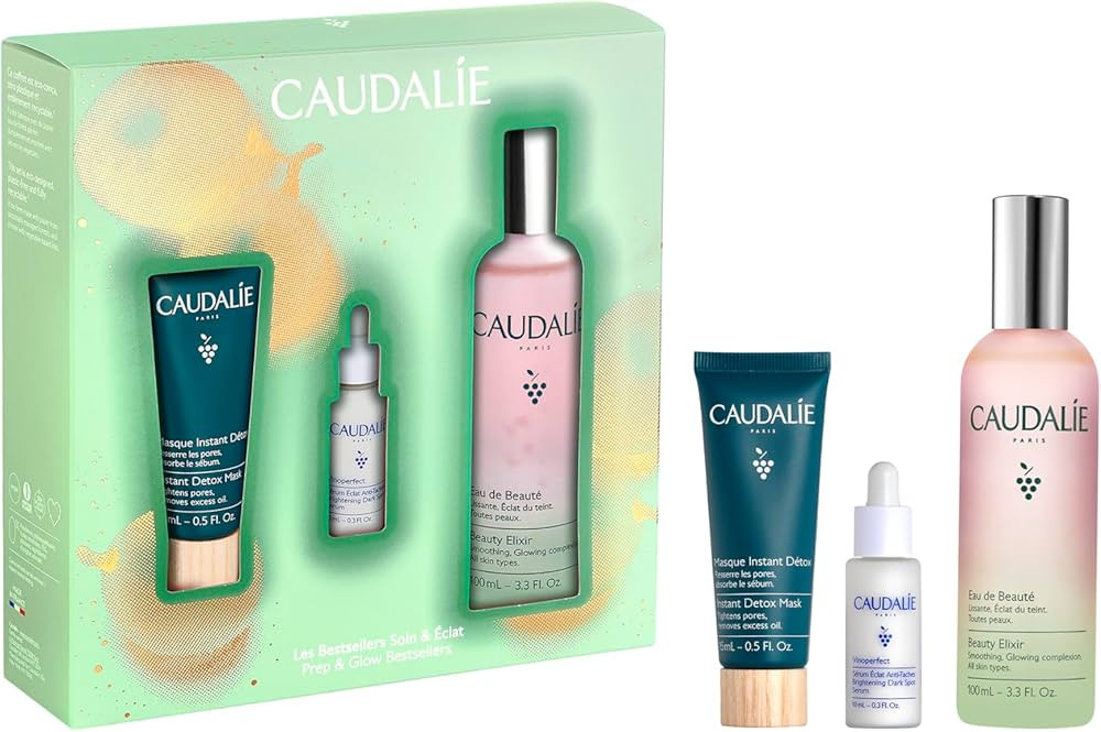 Caudalie Prep & Glow Best-Sellers Skin Care Set - Full-Size Beauty Elixir + FREE Instant Detox Ma... | Amazon (US)