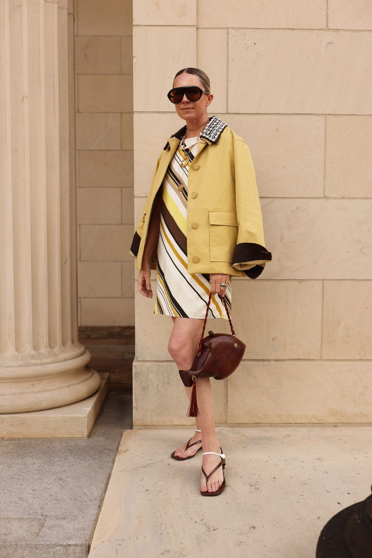 RETRO STRIPED: LINEN DRESS 

 