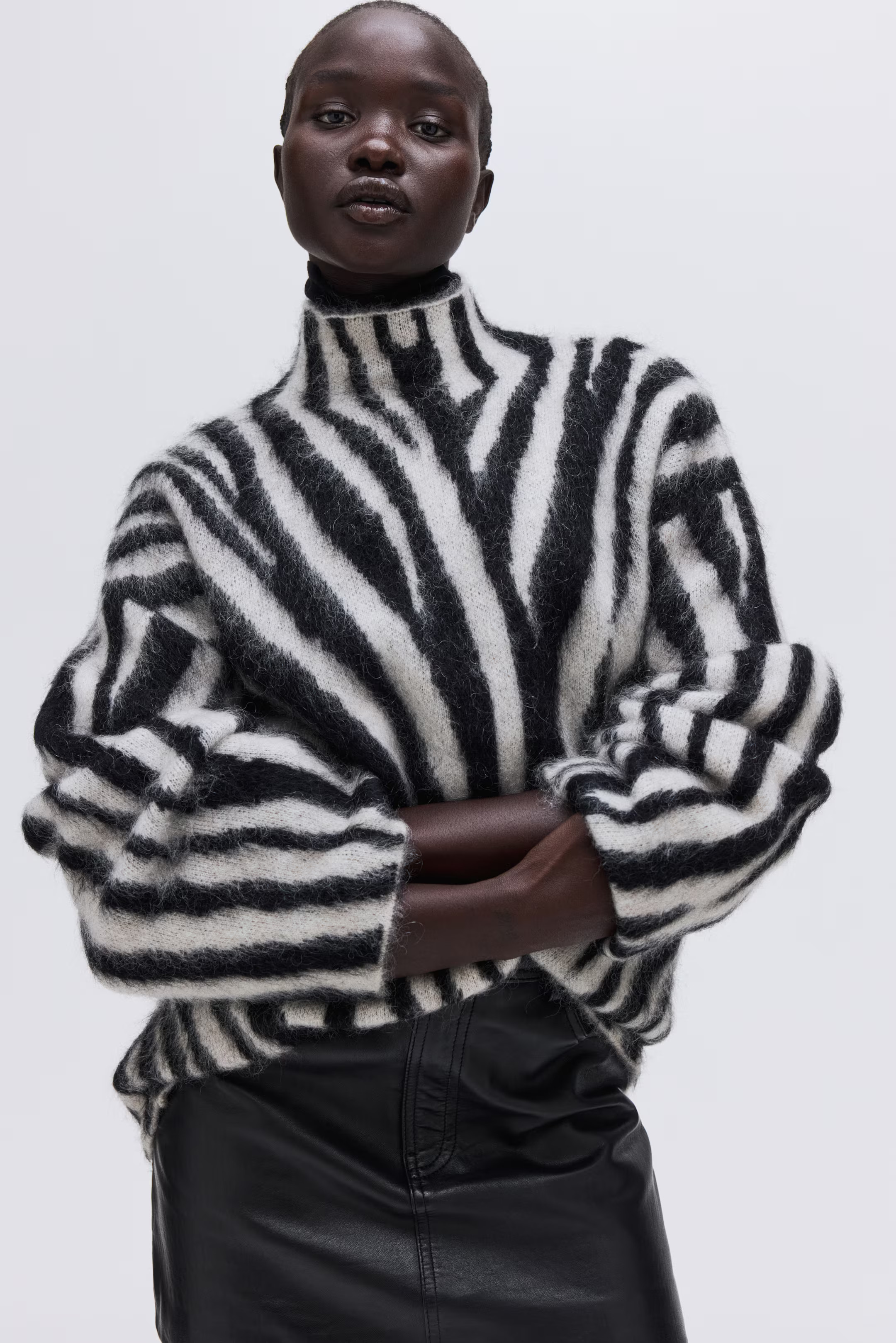 Mohair-Blend Mock Turtleneck Sweater | H&M (US + CA)