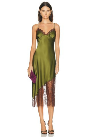 Staud Lara Silk Dress in Green | FWRD 