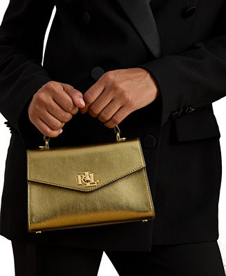 Metallic Leather Small Farrah Satchel Bag | Macy's