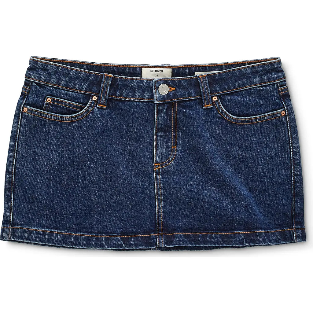 Cotton On Women's Micro Low Denim Skirt in Celeste Blue at Nordstrom, Size 2 | Nordstrom