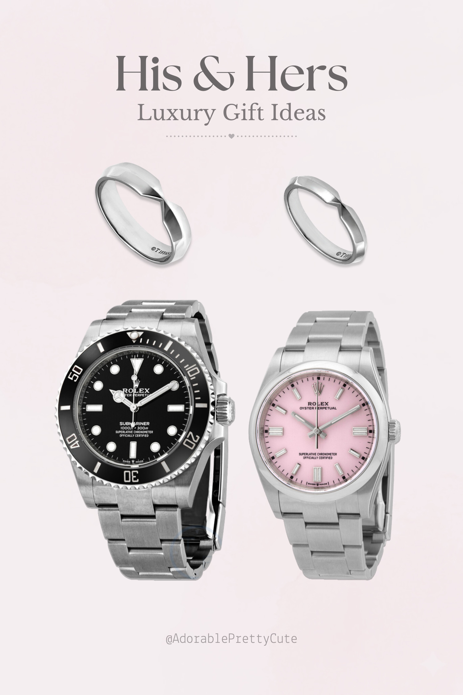 His & Hers Luxury Gift Ideas｜Rolex Watches & Tiffany Rings ⌚💍
A classic his-and-hers pairing with timeless Rolex watches and clean Tiffany bands — polished, iconic, and easy to picture as a meaningful couple gift. Elegant pieces that feel special for anniversaries, weddings, or milestone moments.
#HisAndHers #LuxuryGiftIdeas #CoupleGift #RolexWatch #MensWatch #WomensWatch #TiffanyRing #WeddingGiftIdeas #AnniversaryGift #LuxuryCoupleStyle #TimelessJewelry #ClassicWatchStyle #LTKFinds 

 #LTKstyletip #LTKmens #LTKgiftguide
